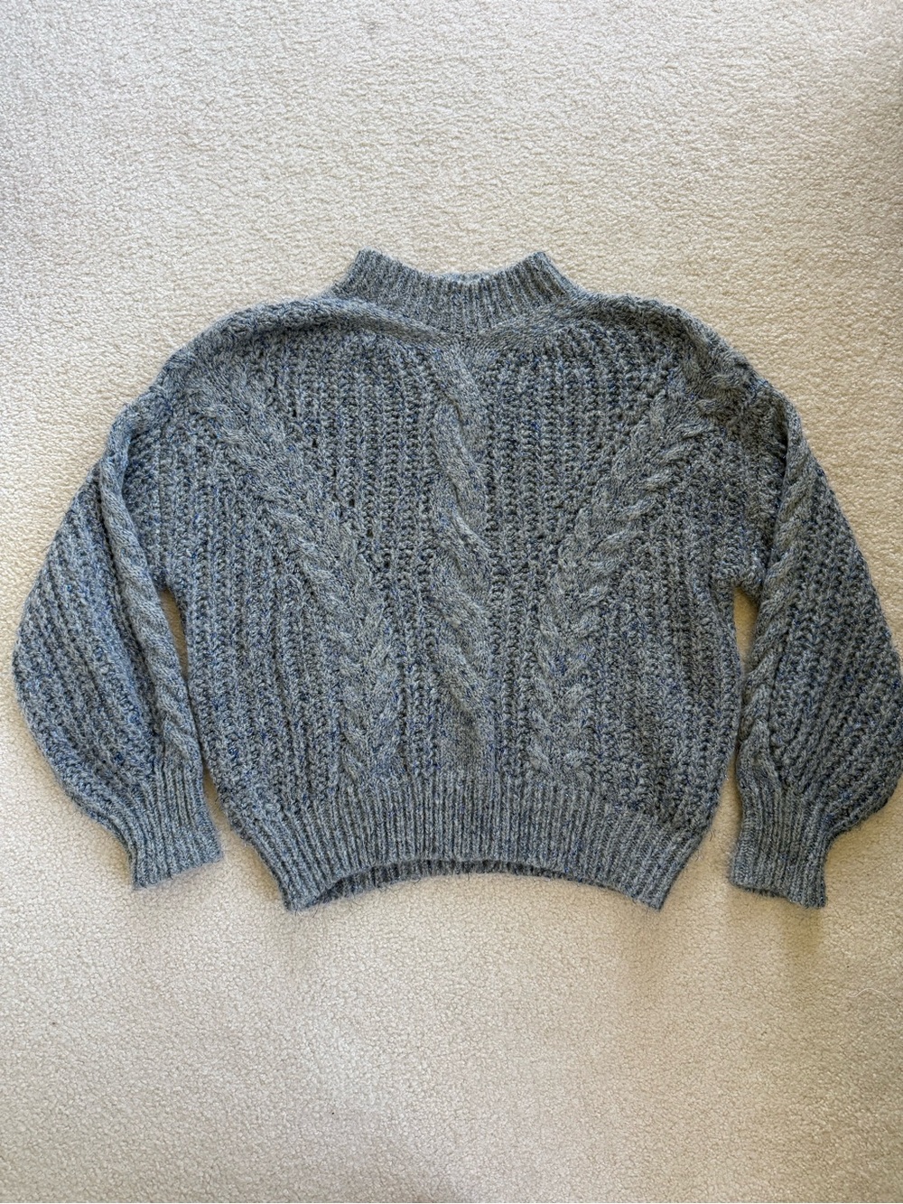 FRNCH Gray Cable Knit Turtleneck Sweater